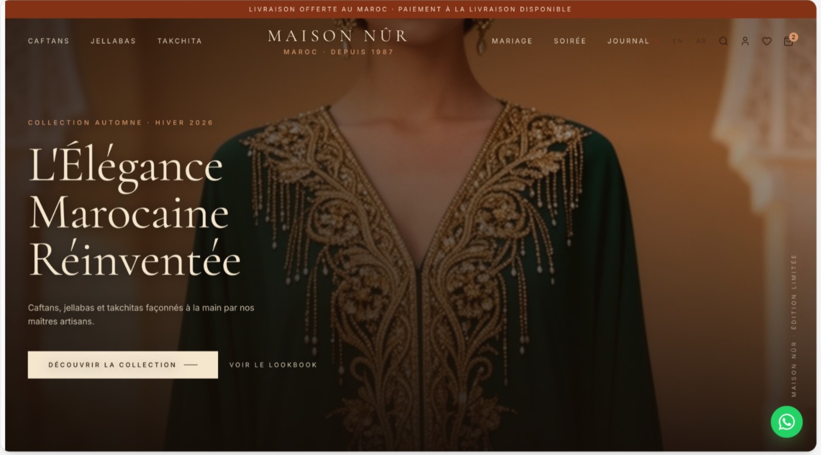 Maison Nûr — E-commerce Couture Marocaine